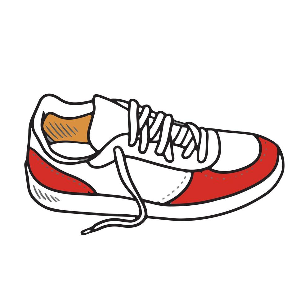 Vector illustration of a shoe in red color and white background