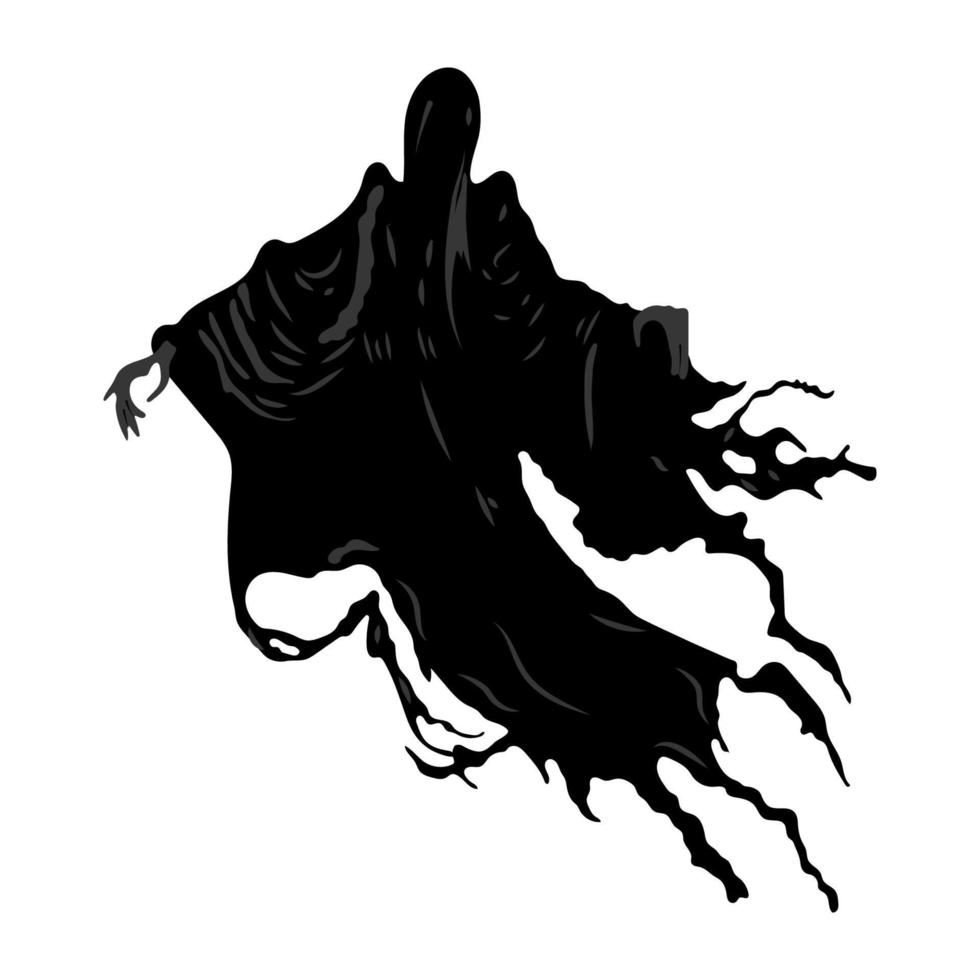 Dementor. Scary ghost. Vector illustration in flat cartoon style