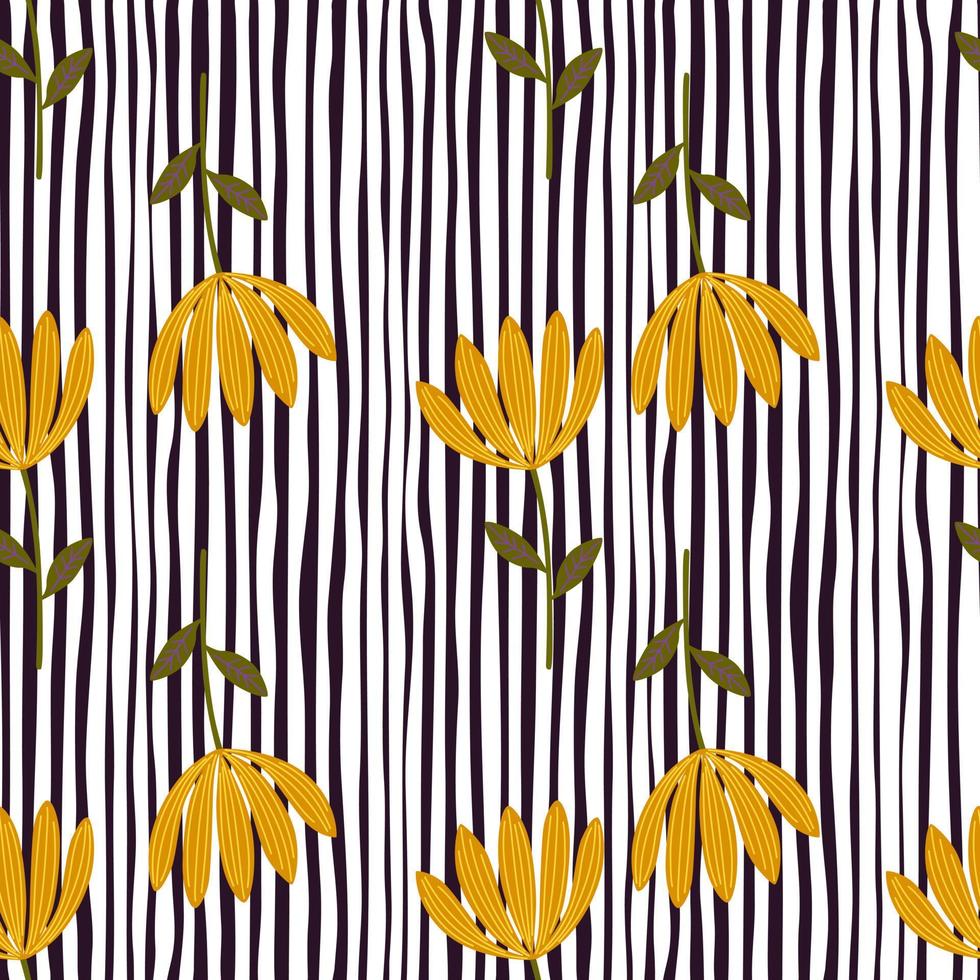 Tropical flower seamless pattern. Hand drawn cute floral endless background. vector