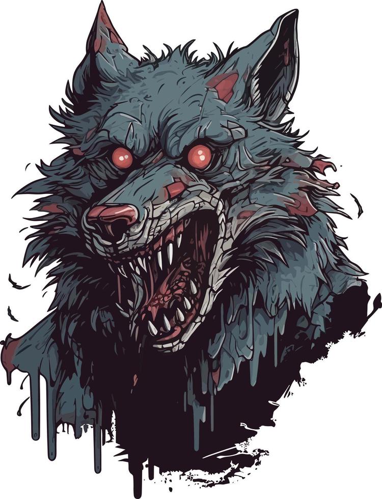 zombi lobo plano ilustración vector diseño