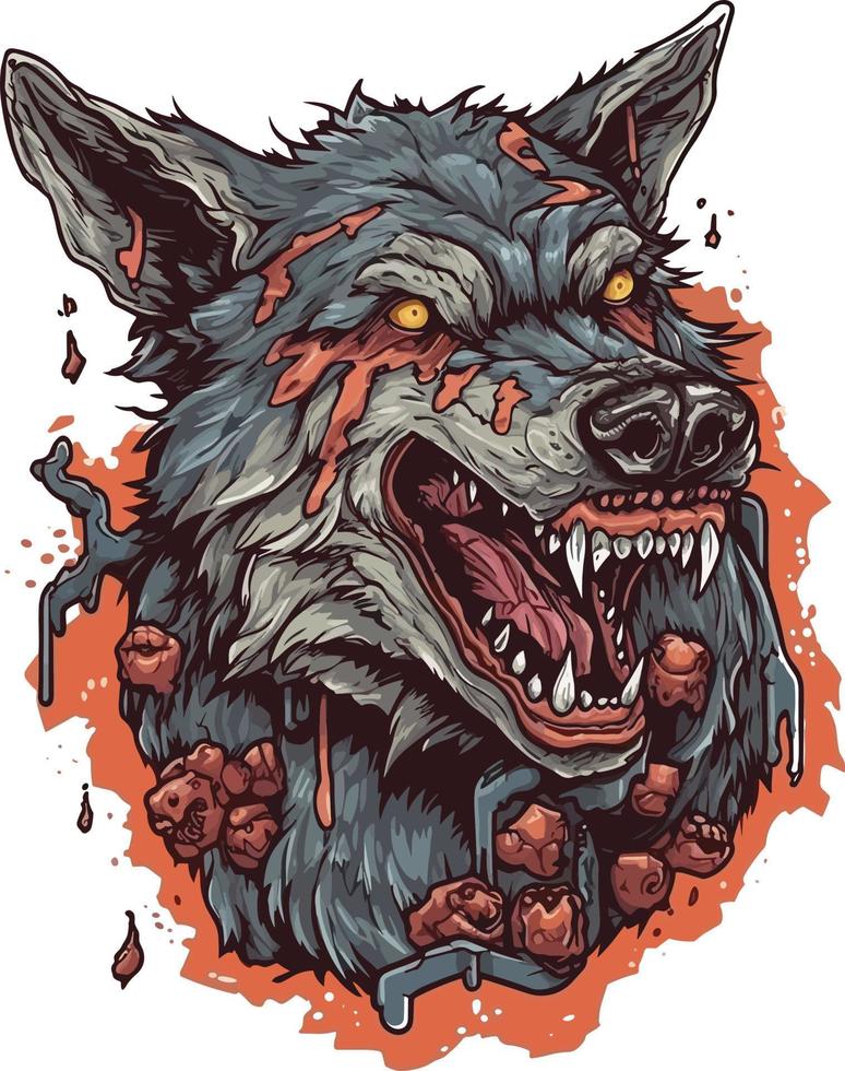 zombie wolf flat illustration vector design