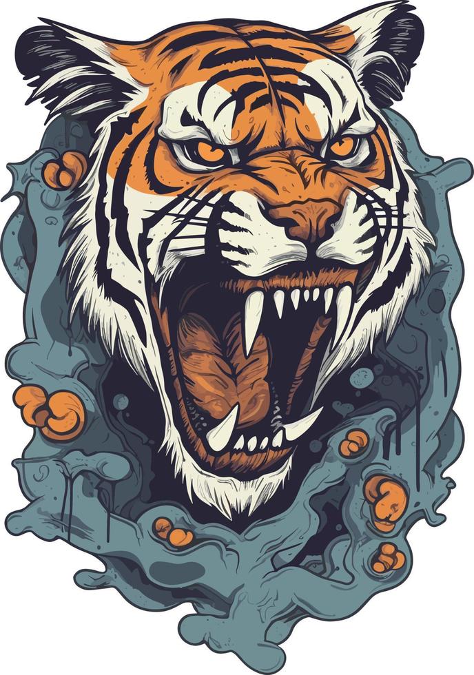 abstract tiger face illustration vector design