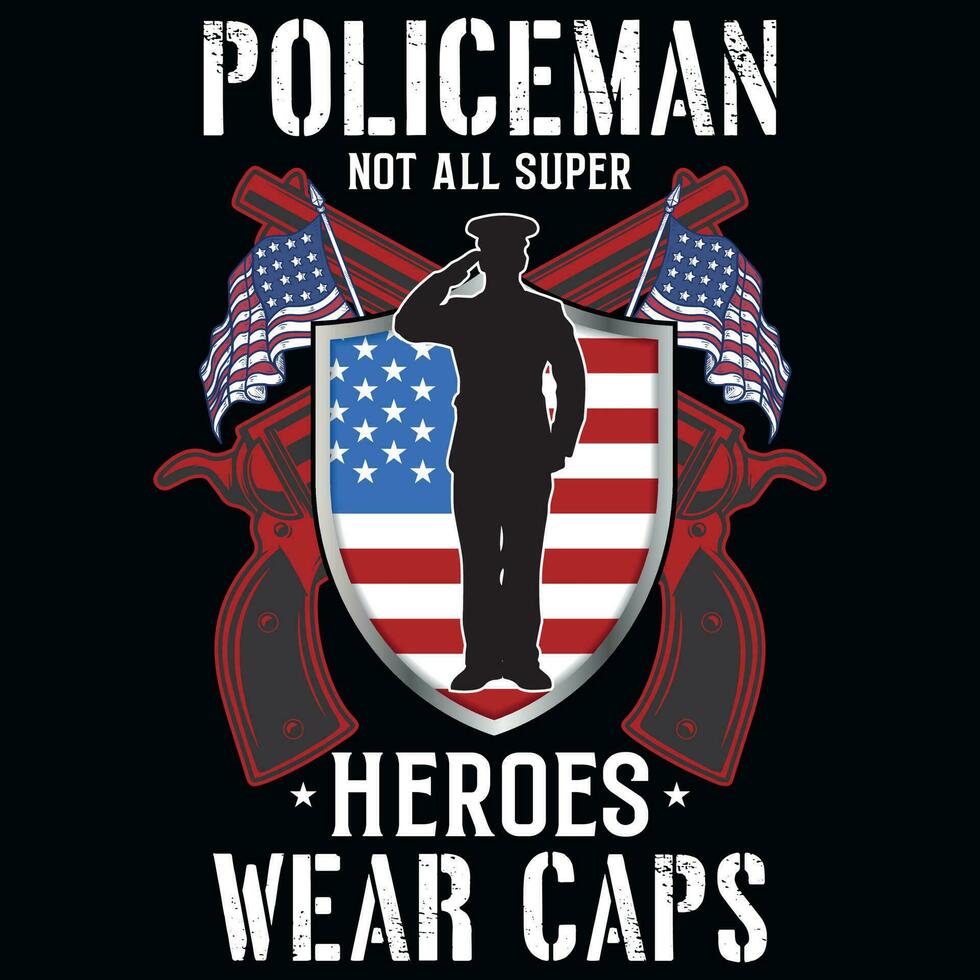 Policeman typography graphics tshirt design vector