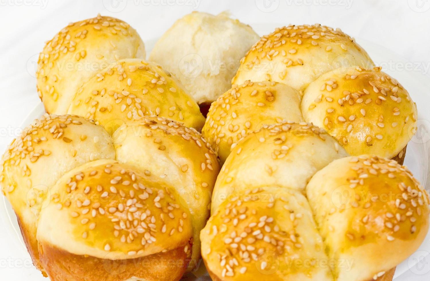 Soft No-Knead Heart shaped Buttery Dinner Rolls with Sesame seeds. photo