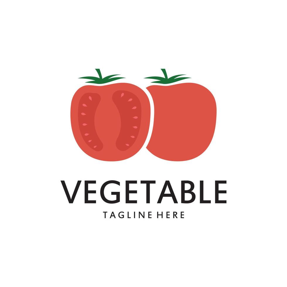 Fresco tomate logo modelo vector ilustración