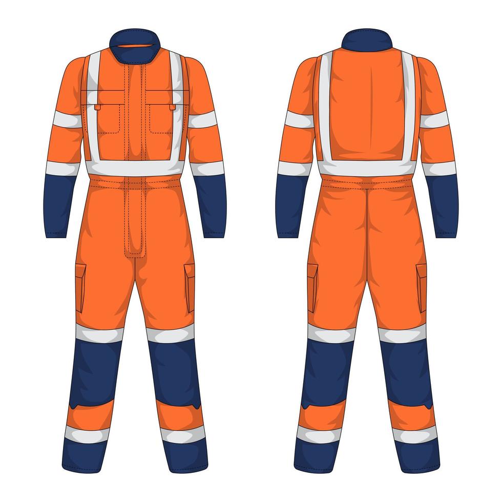 Workwear mockup front and back view vector