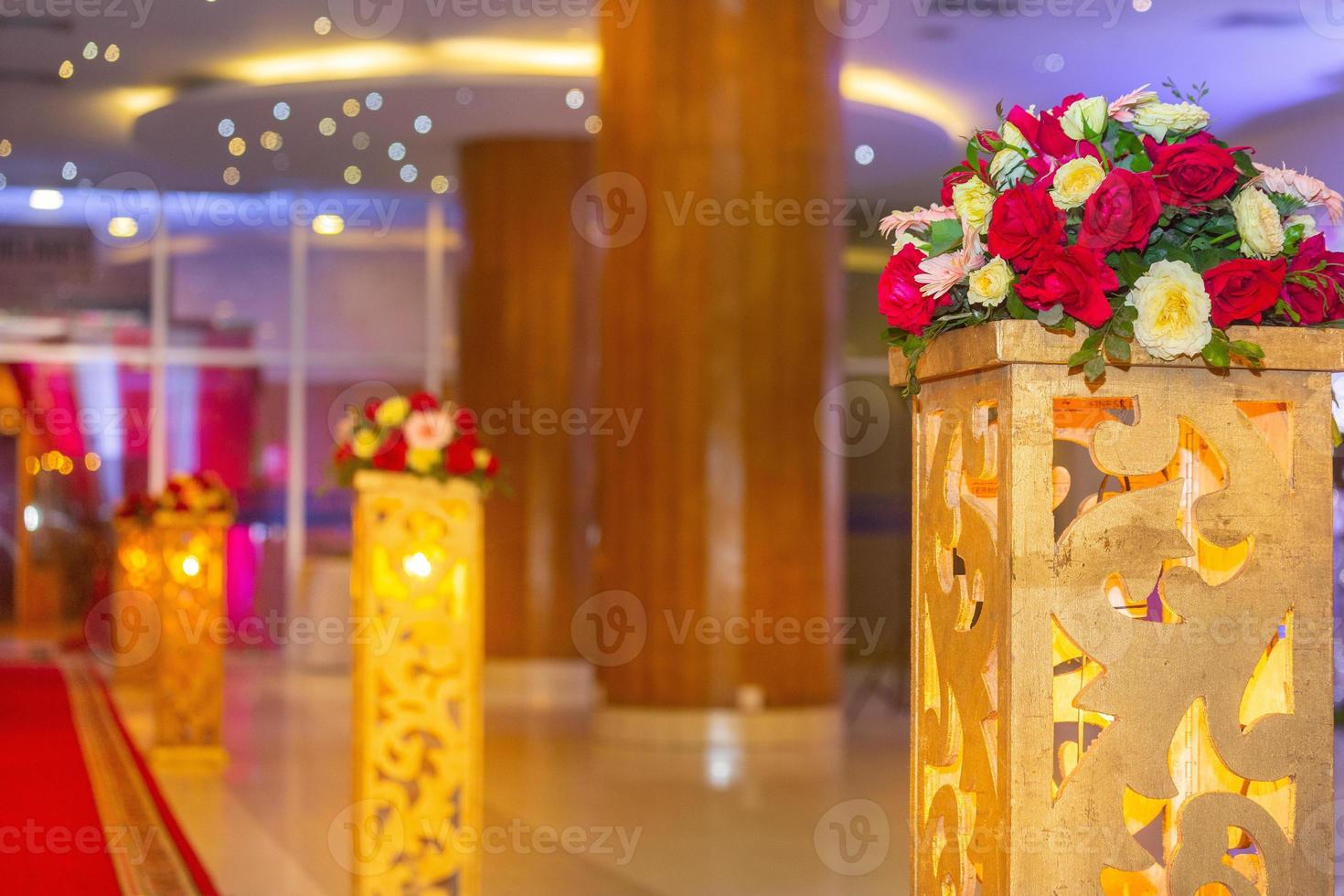 Colorful light box with paper flowers Wedding decoration in traditional wedding in Bangladesh. photo