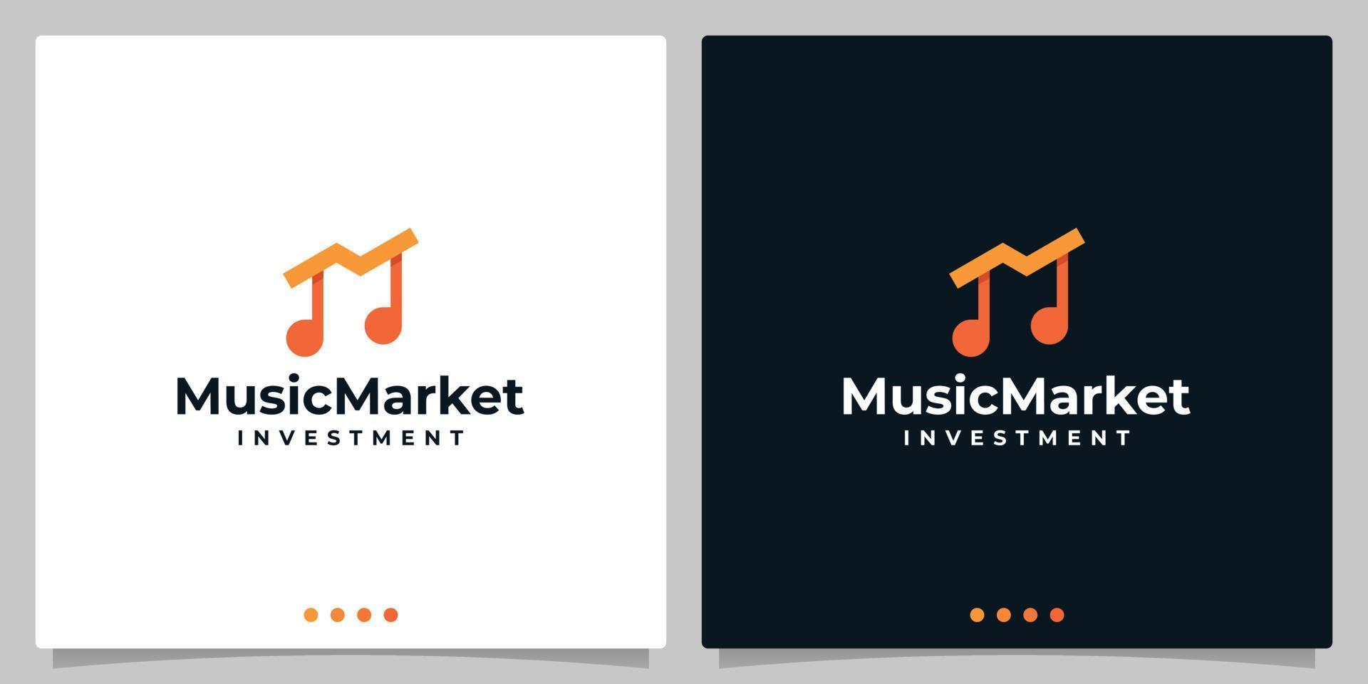 Musical note logo vector with financial investment analytic logo design template. Vector Premium