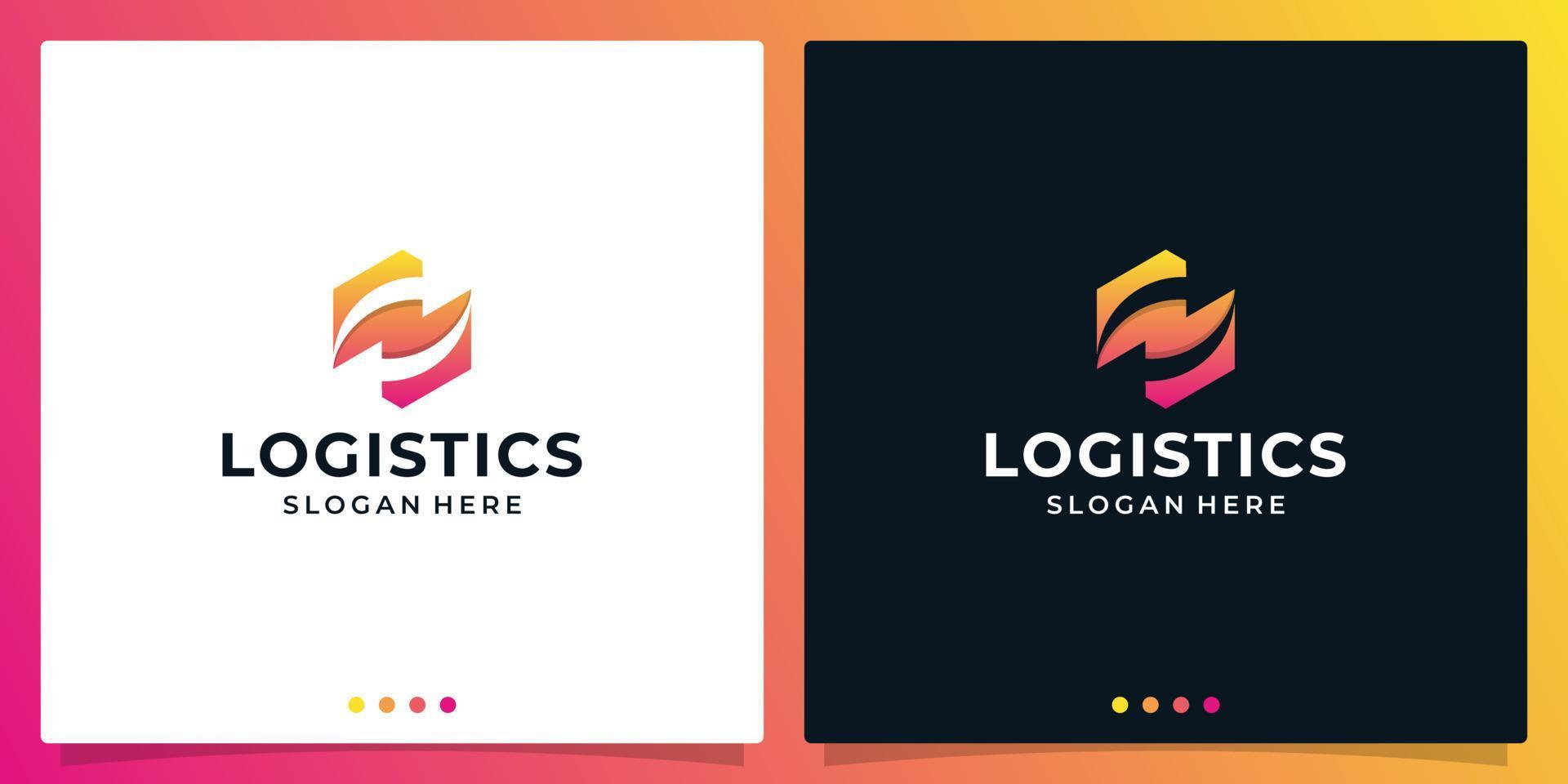 Box package Logo Design Template. Vector Logistics Company Logo With Arrow and letter S with colorful. Premium Vector