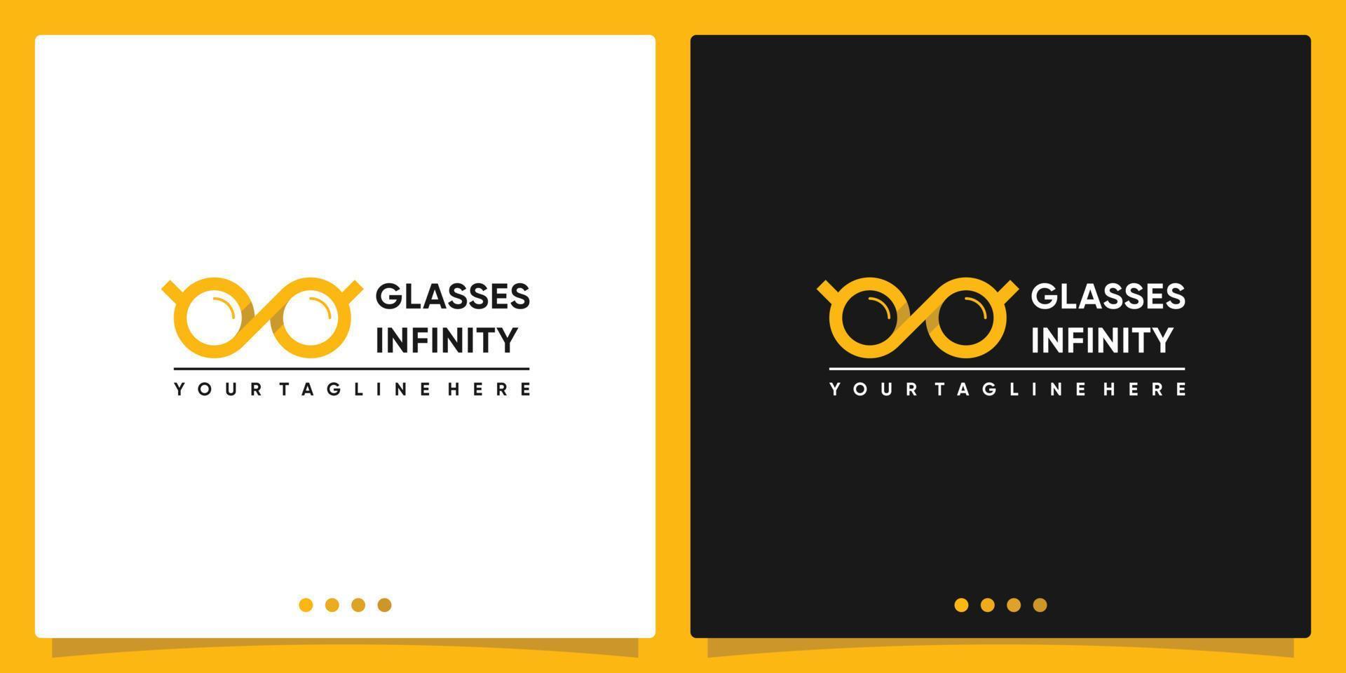 Optical glasses logo design with infinity symbol or connectivity logo. Premium Vector