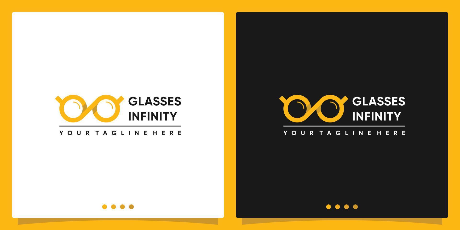 Optical glasses logo design with infinity symbol or connectivity logo. Premium Vector