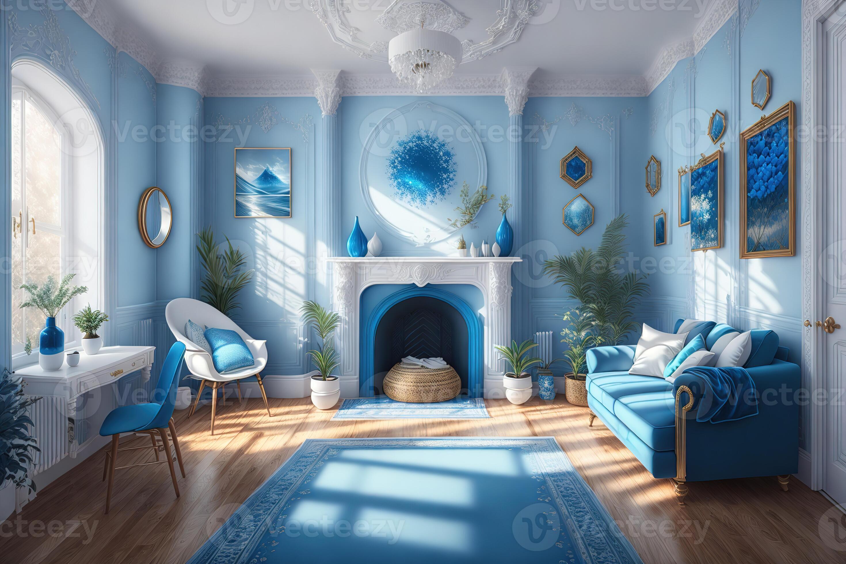 pretty blue room interior by ai generated 22513389 Stock Photo at Vecteezy