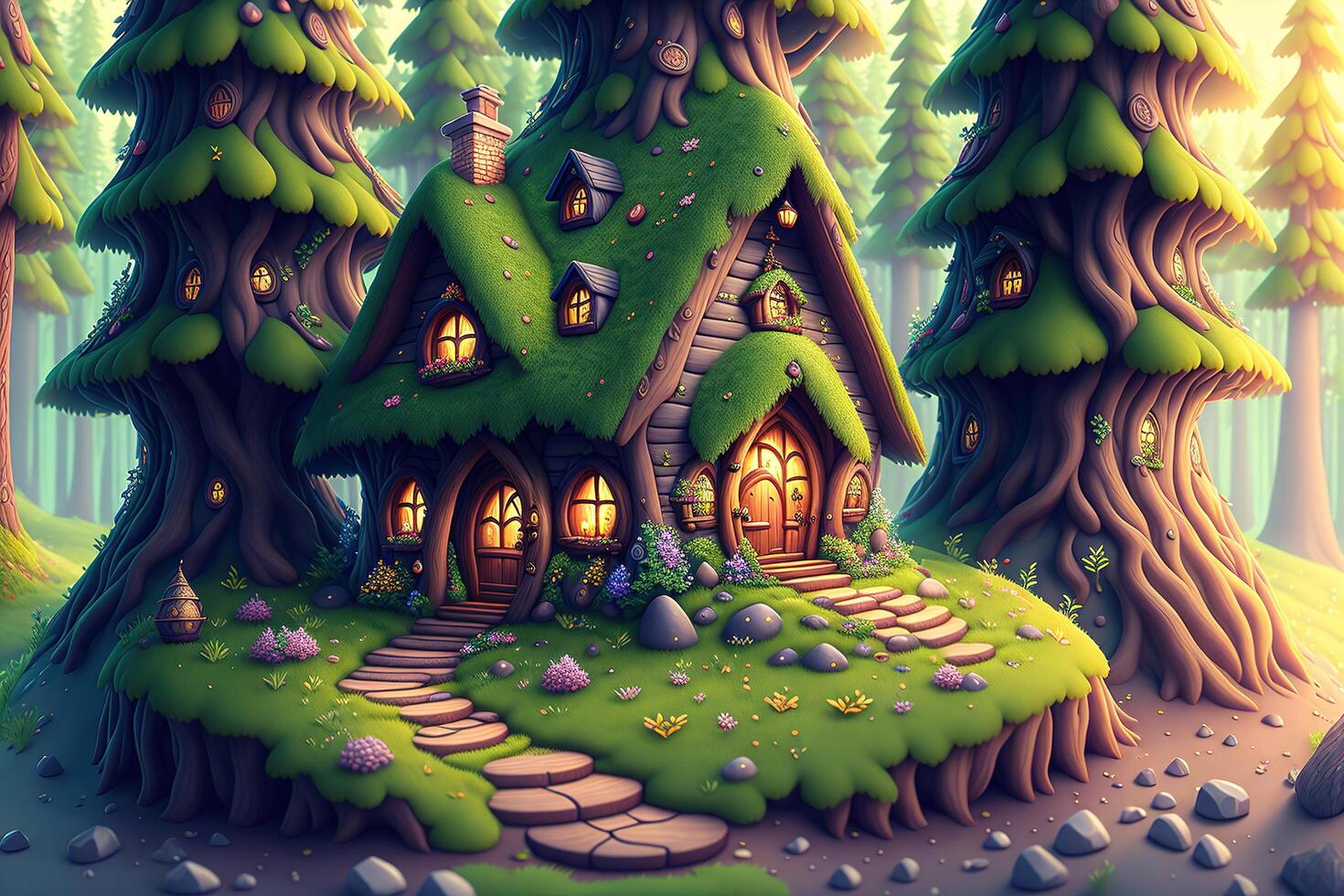 fantasy house fairy tale little cottage in magical forest by photo