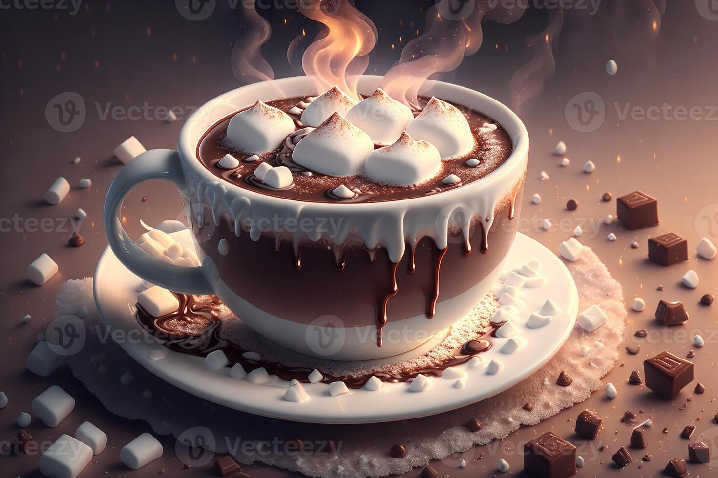 Cup of hot chocolate with marshmallows by photo