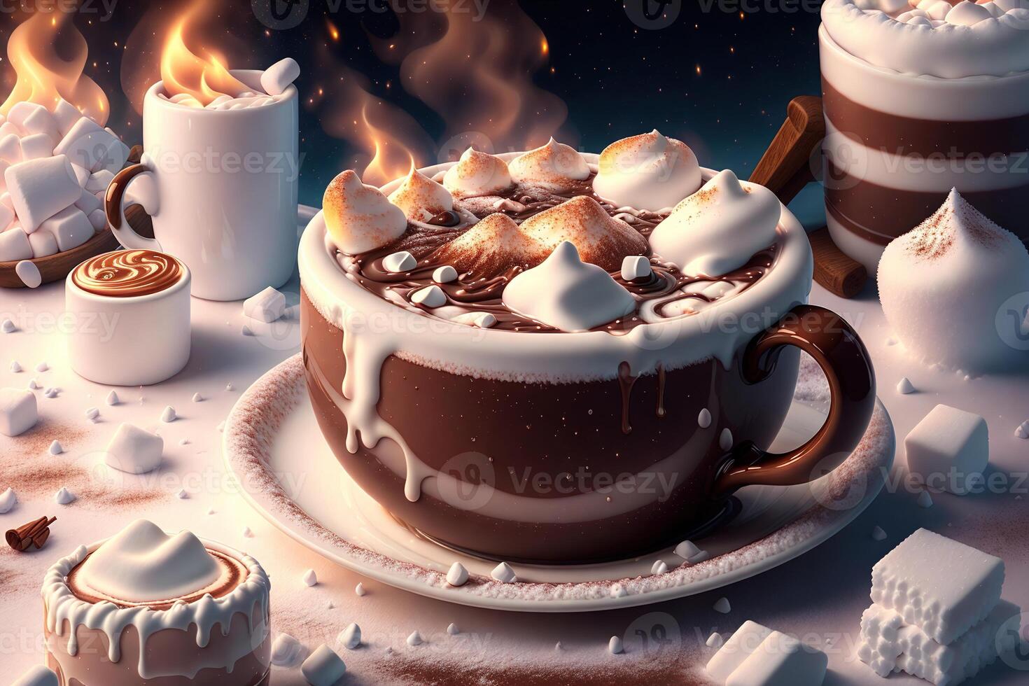 Cup of hot chocolate with marshmallows by photo