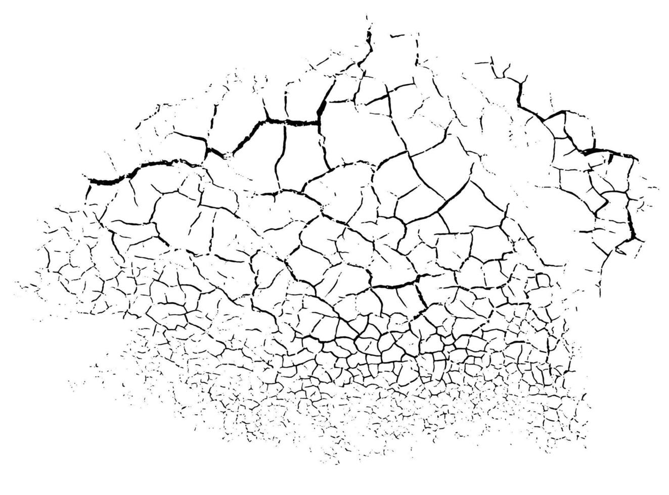 Natural cracks background. Vector overlay texture of cracked surface. One color graphic resource.
