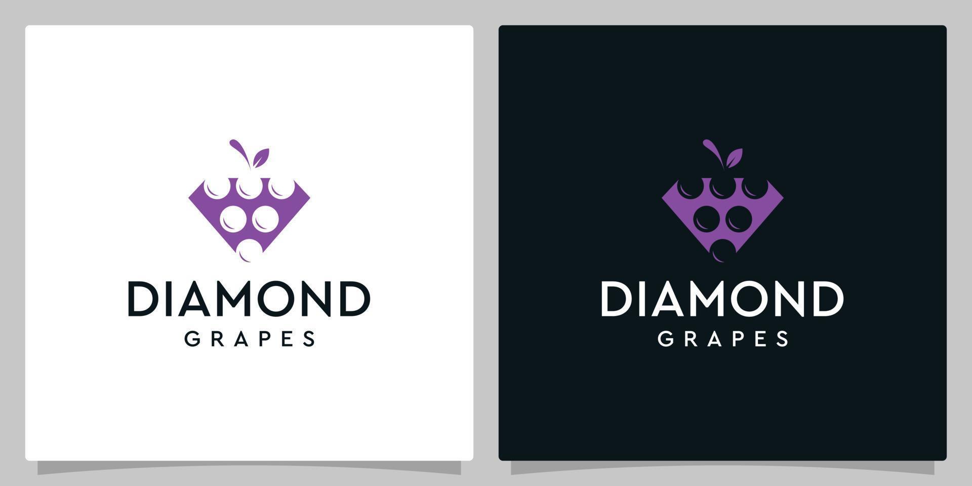 Diamond vector Logo Design with shape of fruits grapes. Premium vector