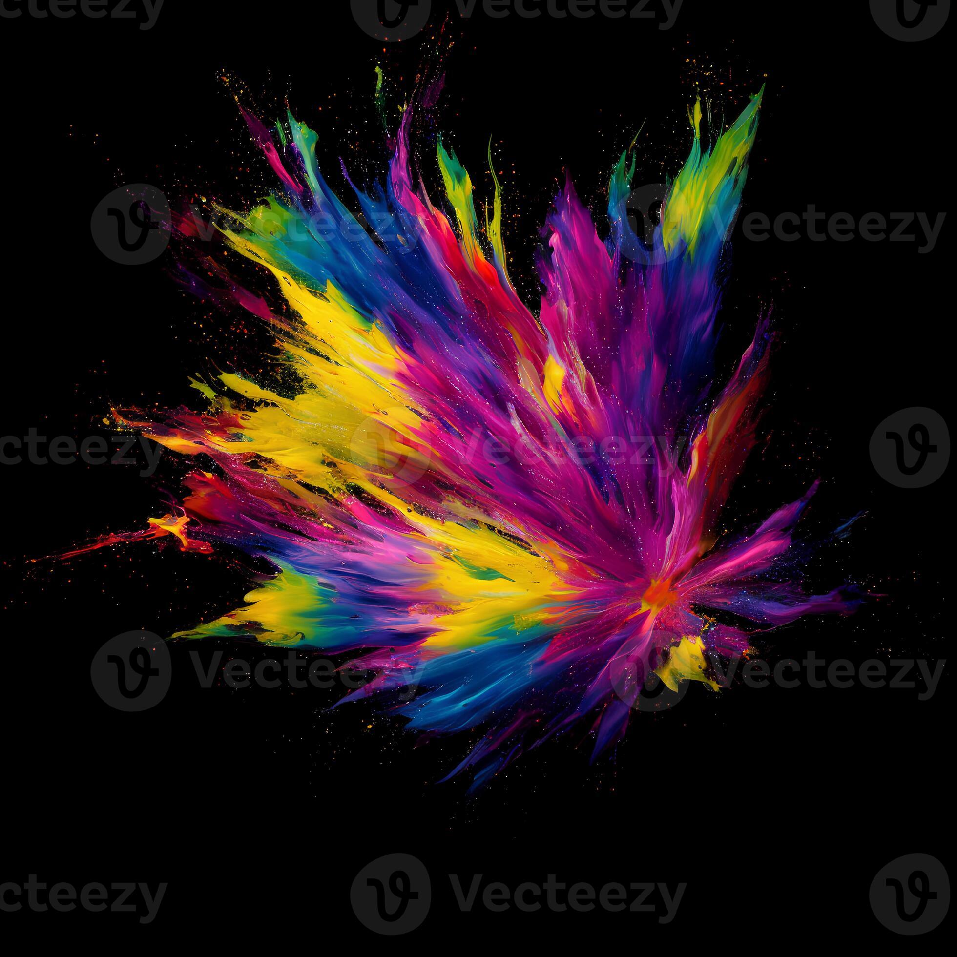 Multicolored paint explosion, Paint scattering explosion of colorful