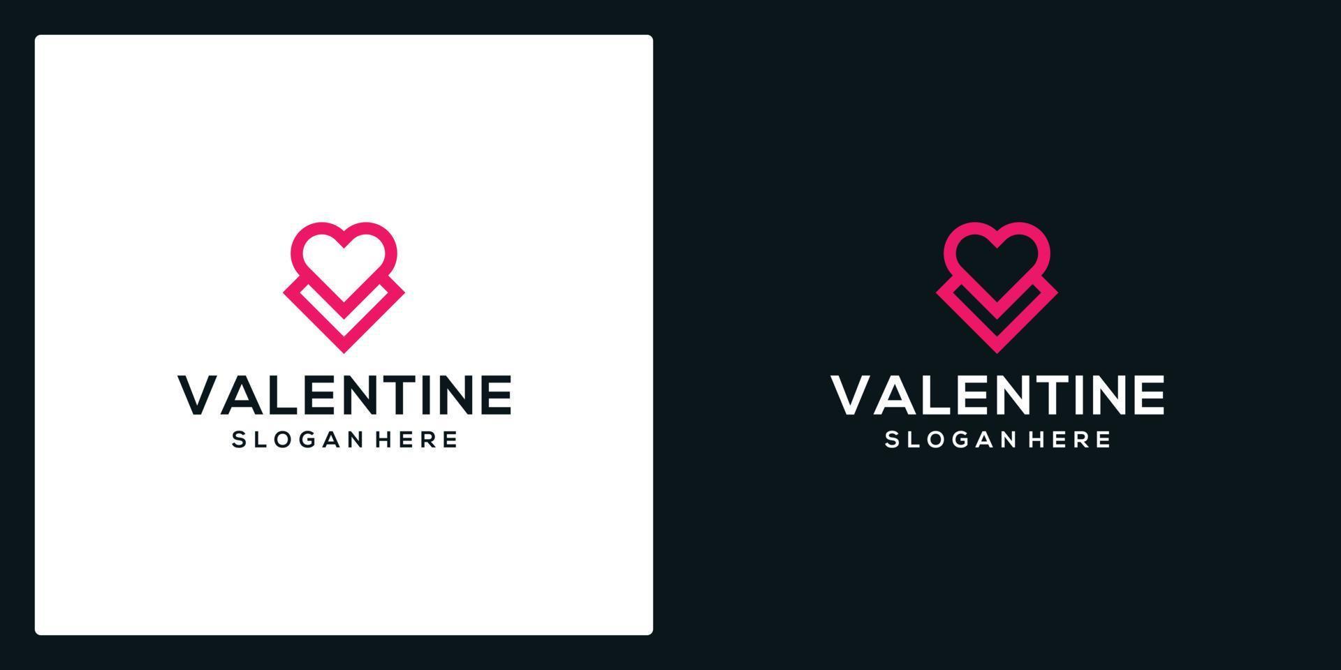 Heart love vector symbol with initials letter V. Valentine's day logotype. Abstract line health logo icon design.