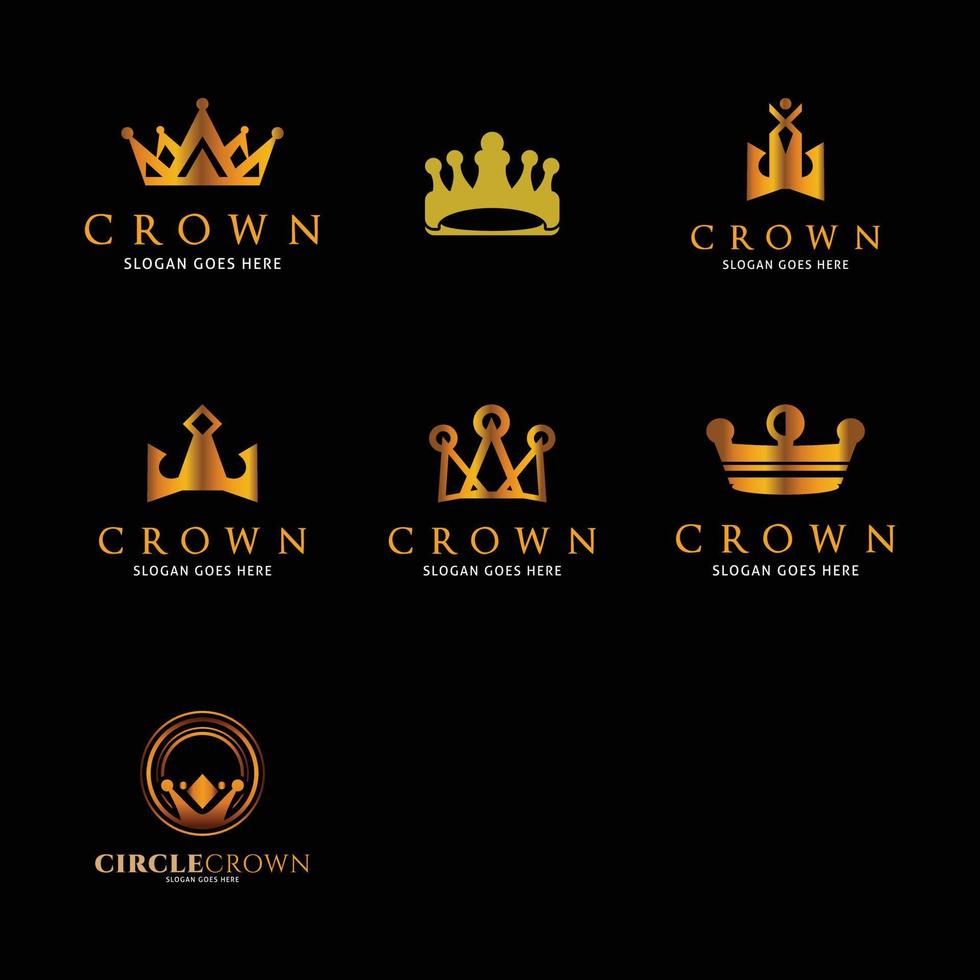 Set of Crown Icon Vector Logo Template Illustration Design