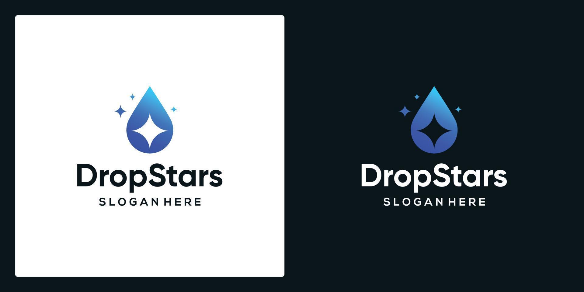 Simple oil drop illustration, water drop with star shape, modern and elegant CBD oil logo template vector