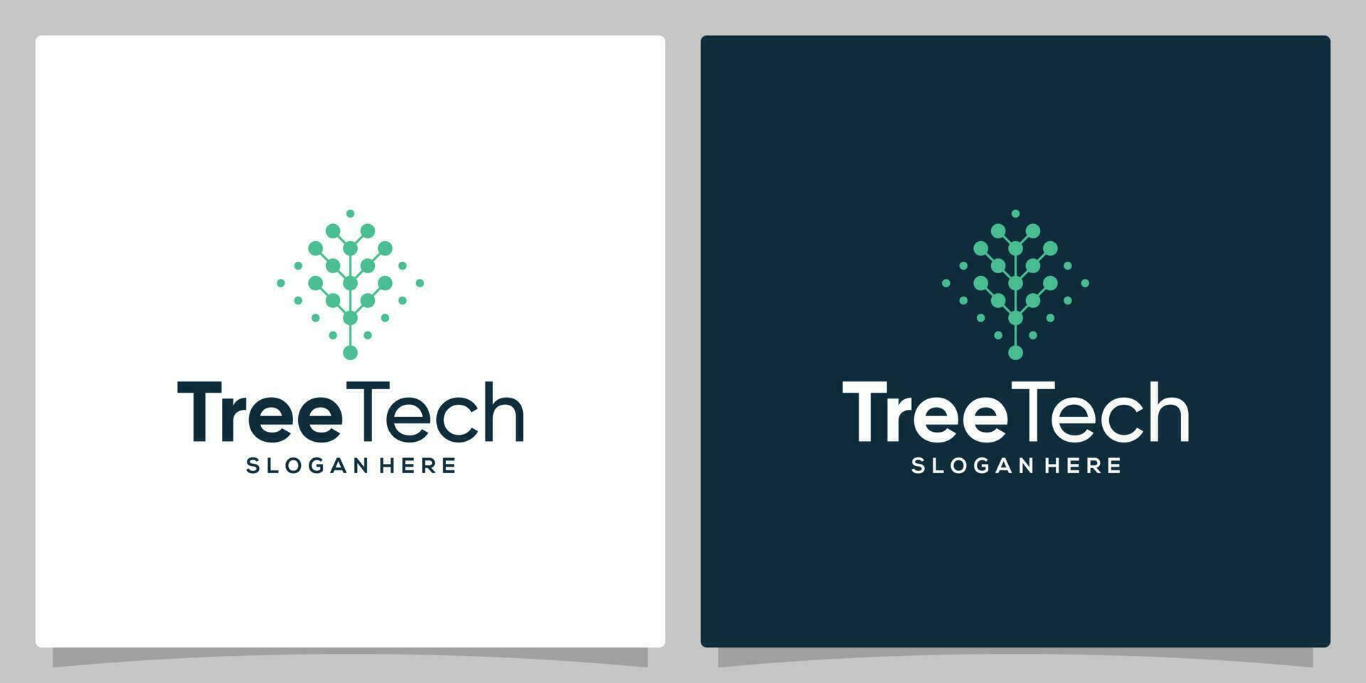 Inspiration logo tree abstract with tech style. Premium vector