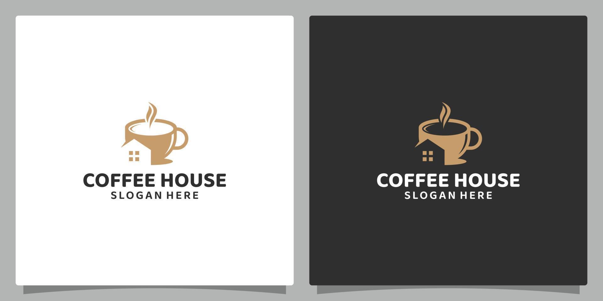 Cup Coffee Logo design template with house building design logo . Premium vector