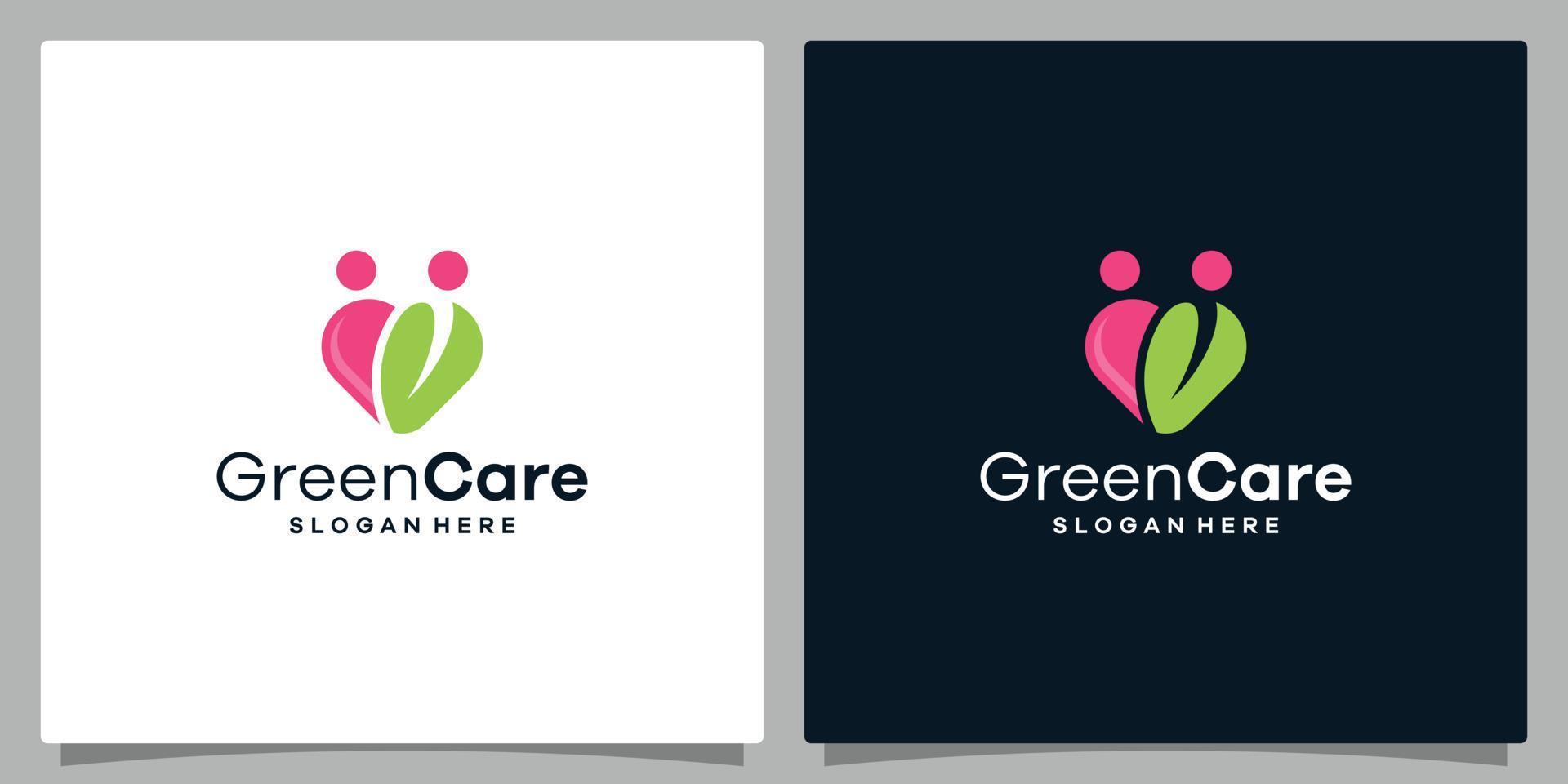 logo is a combination of leaf logo shapes, people logos, and heart logo shapes. Premium vector