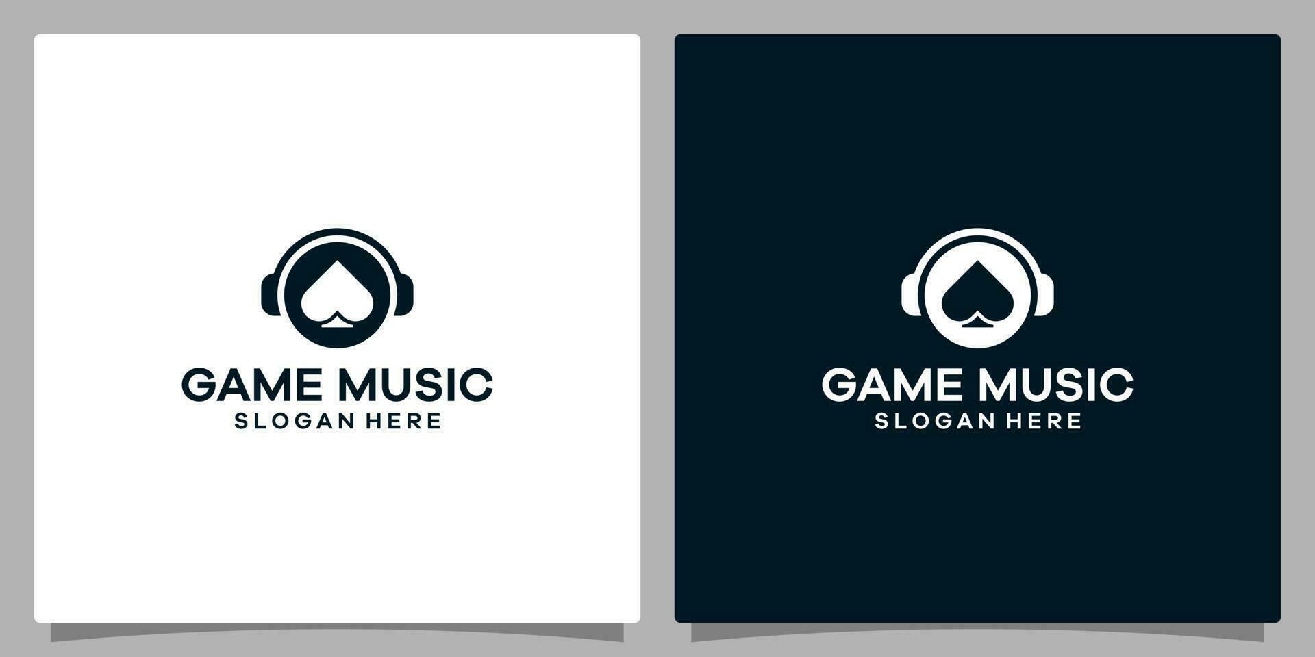 Logo design template Music. Logo headphone with card ace logo. Premium vector