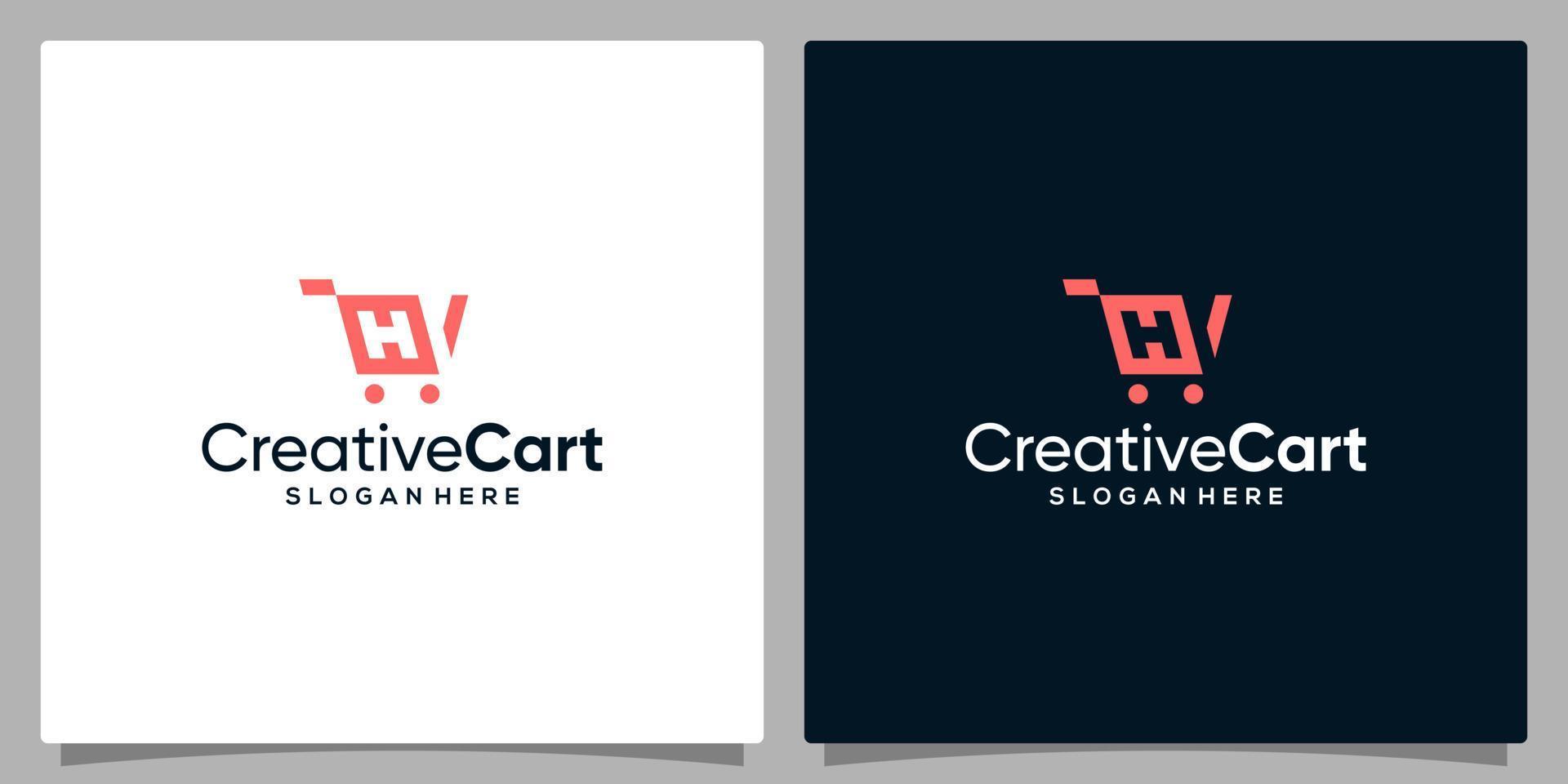 Template design icon logo vector shopping cart abstract with symbol initial letter H. Premium vector