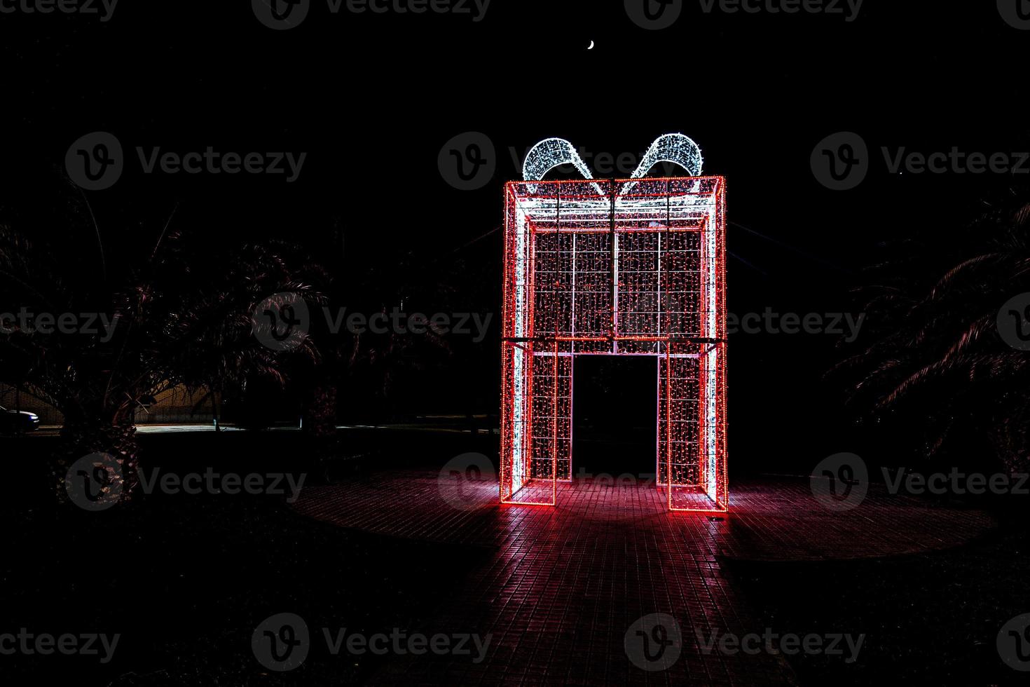 original Christmas decoration red and white gift at night photo