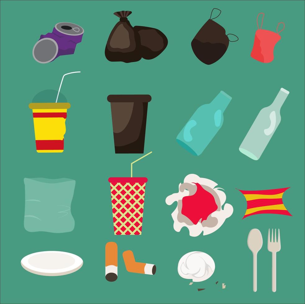 vector image Set of plastic garbage