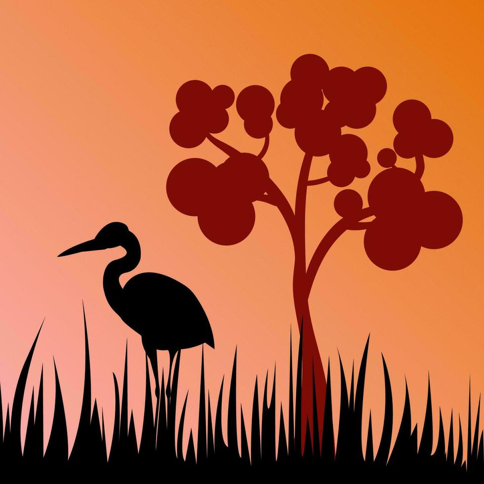 black heron with mahogany chinese style vector