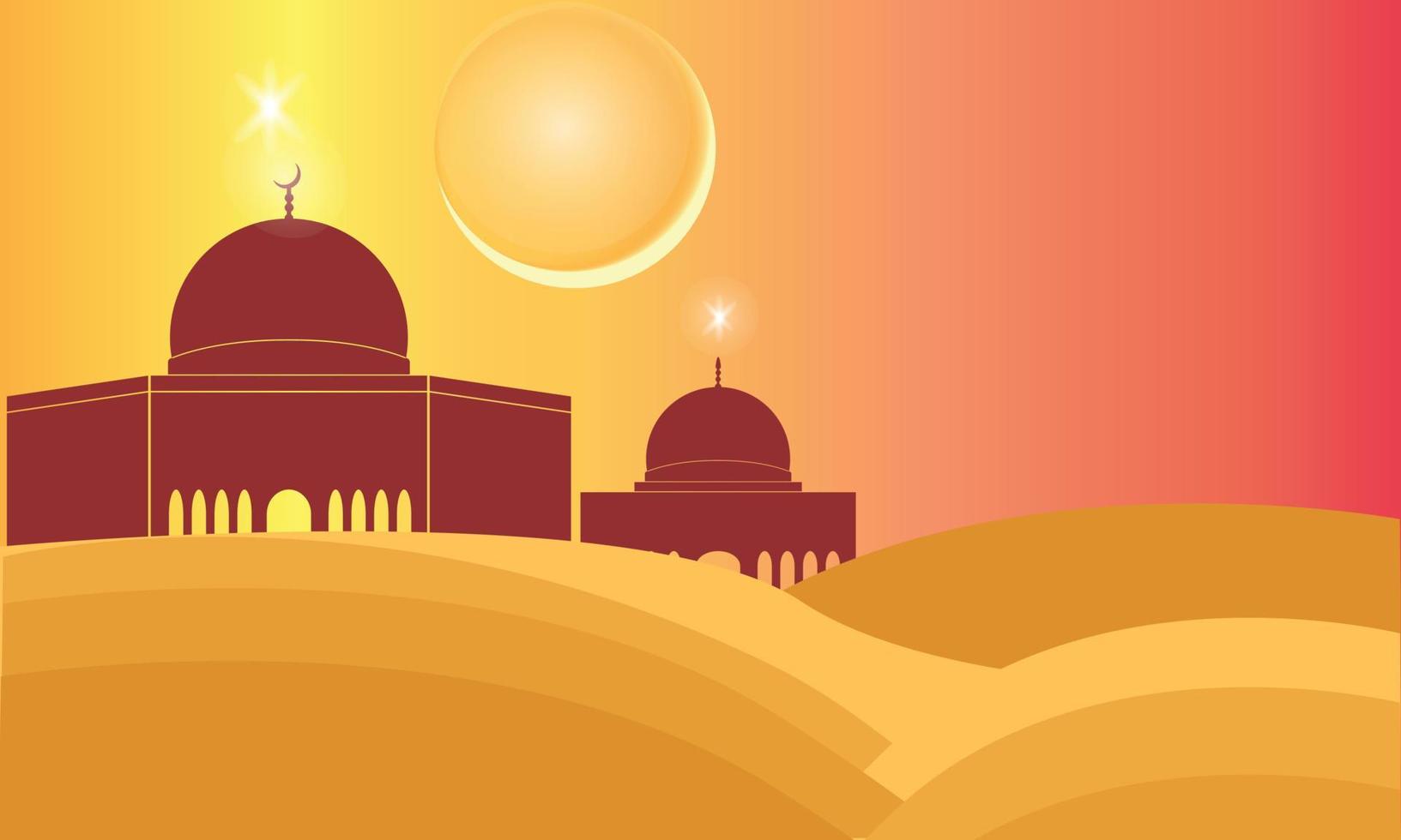 ramadan kareem, mosque, moon and stars motion graphic. simple muslim background vector