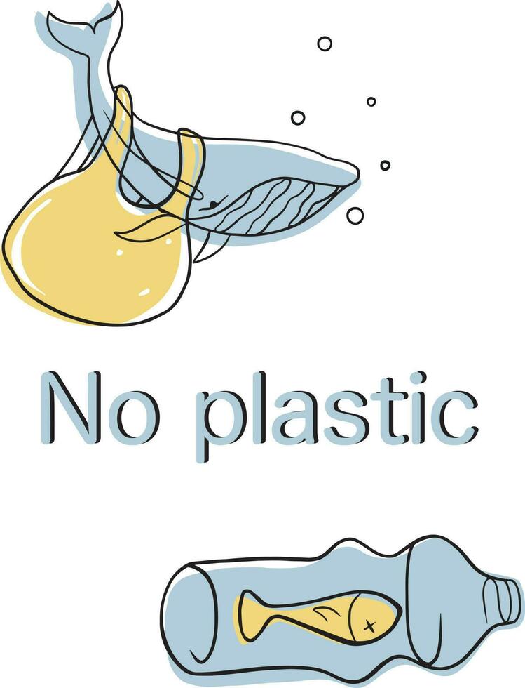 No plastic, save ocean vector