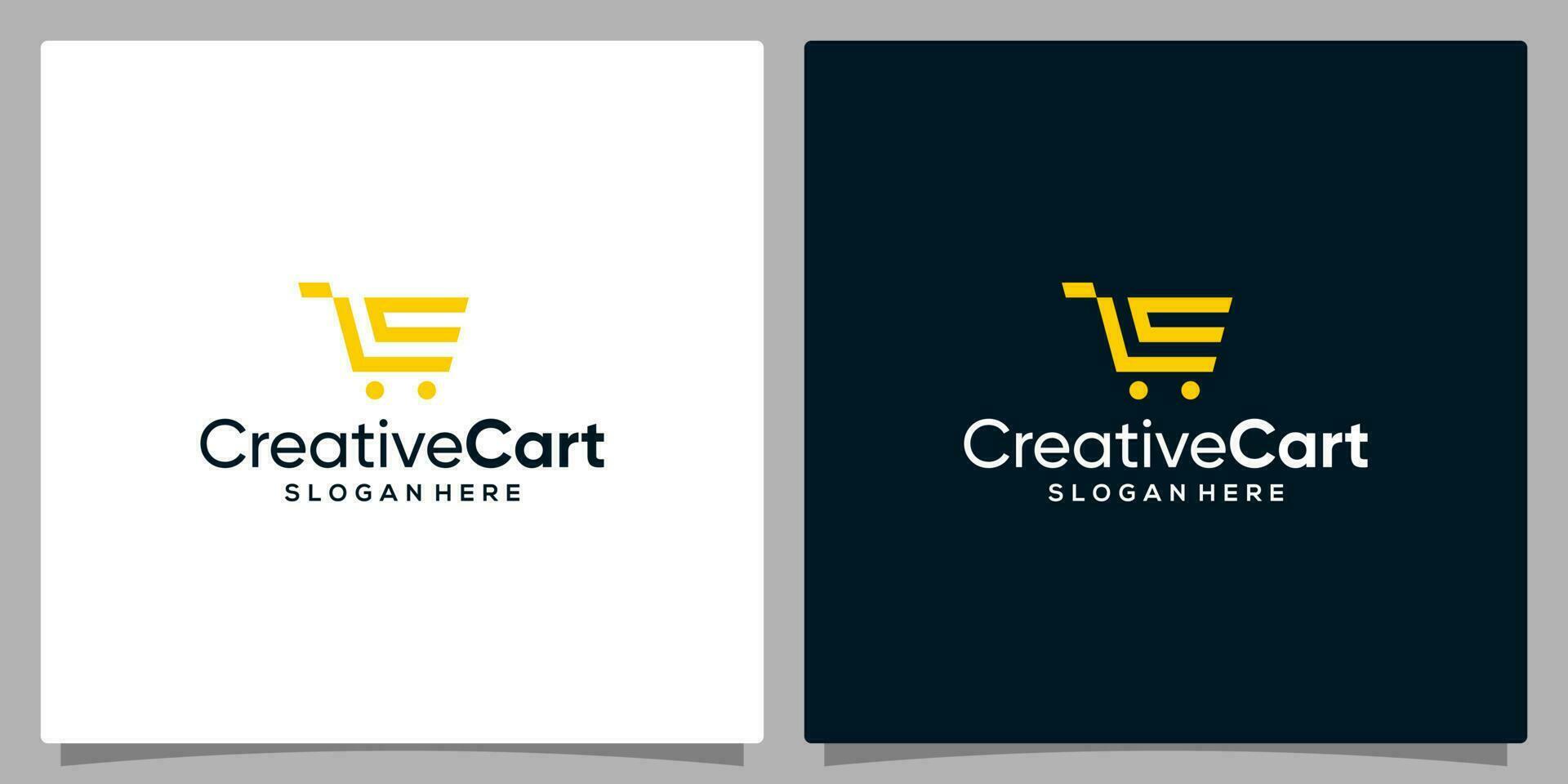 Template design icon logo vector shopping cart with symbol initial letter C. Premium vector