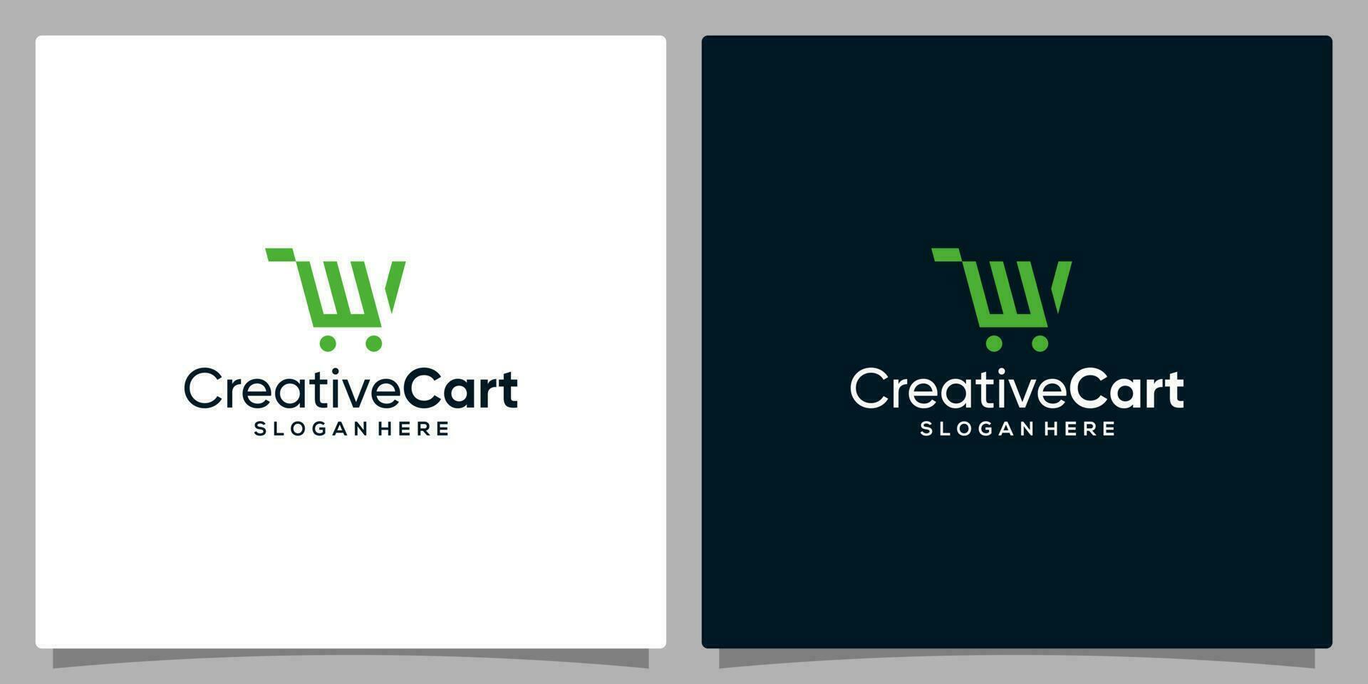 Template design icon logo vector shopping cart with symbol initial letter W. Premium vector