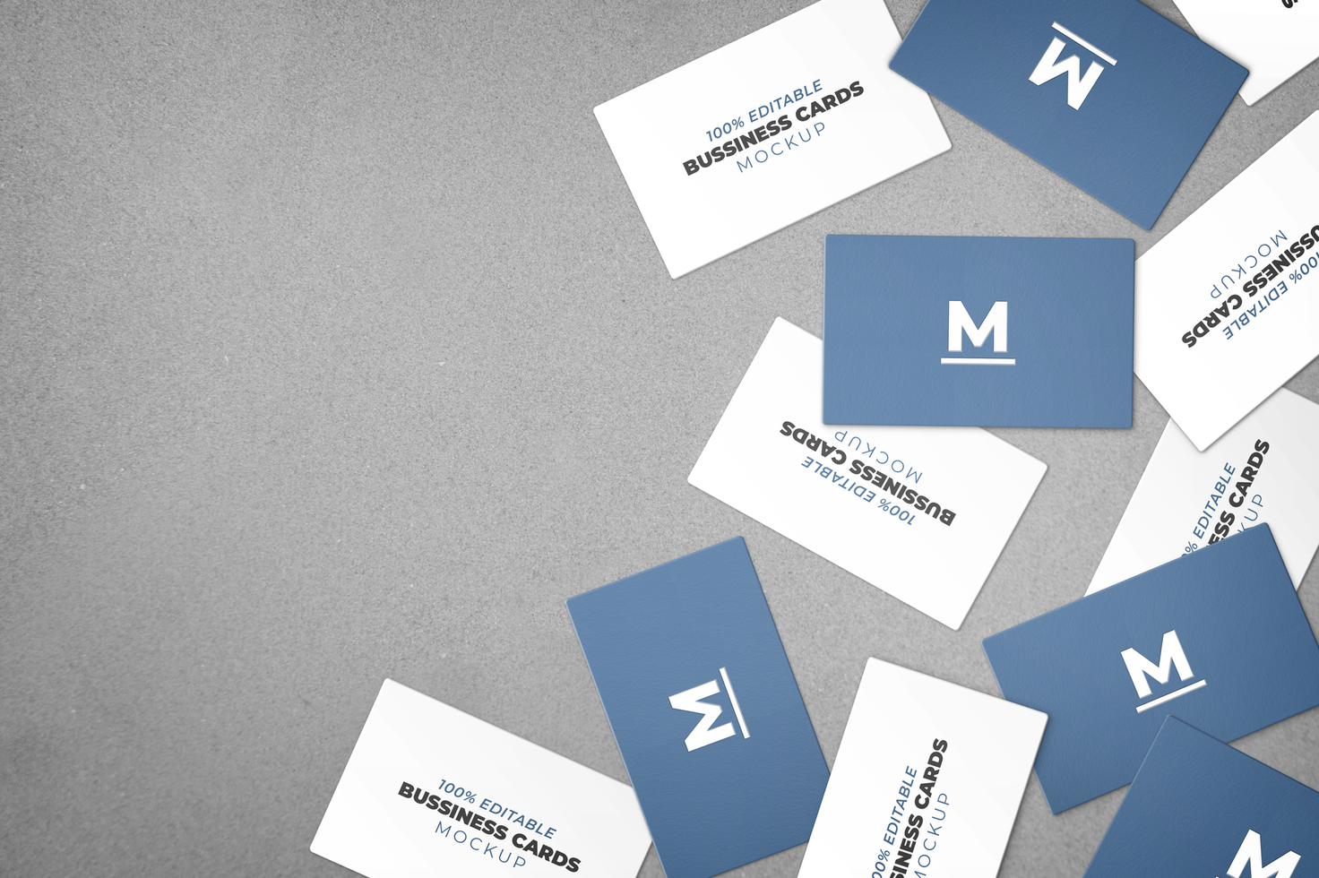 Mockup of business cards in a messy composition psd