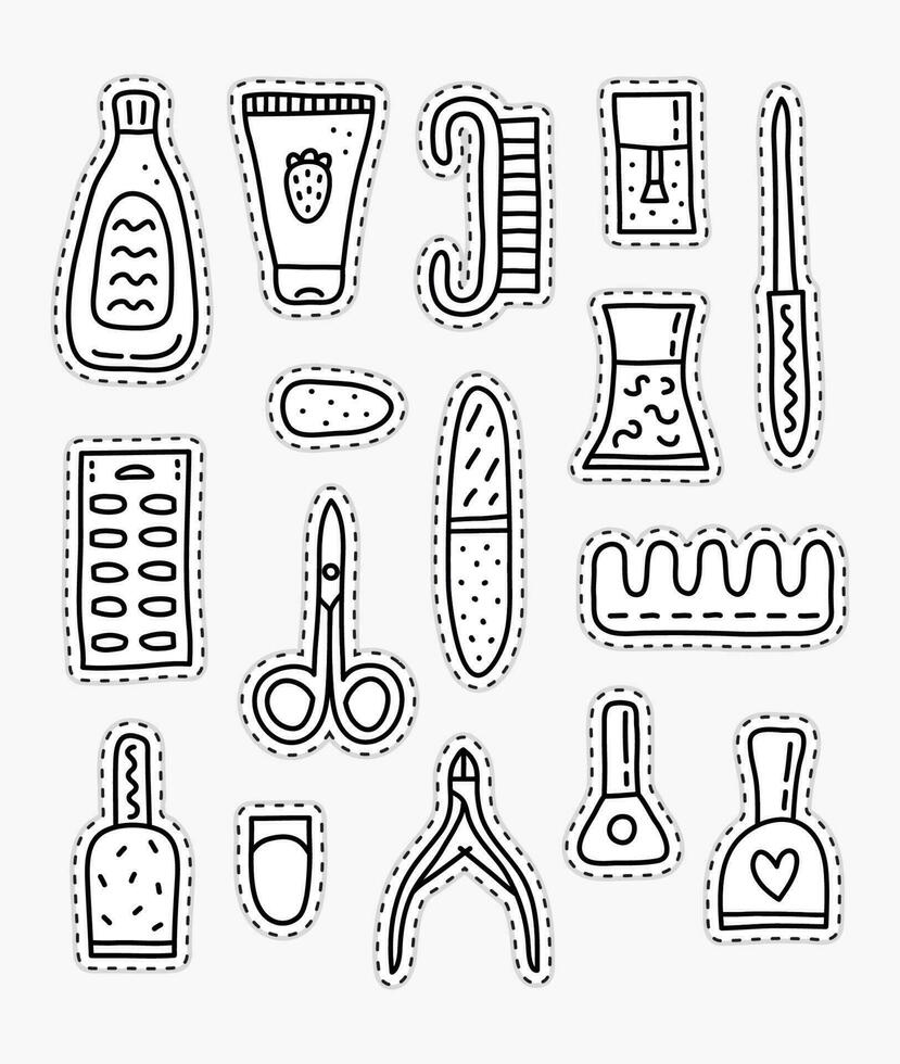 Set of stickers for nail salon. vector