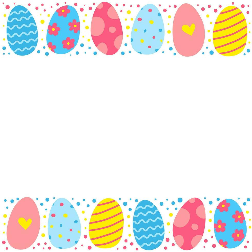 Poster with doodle colorful Easter eggs. vector