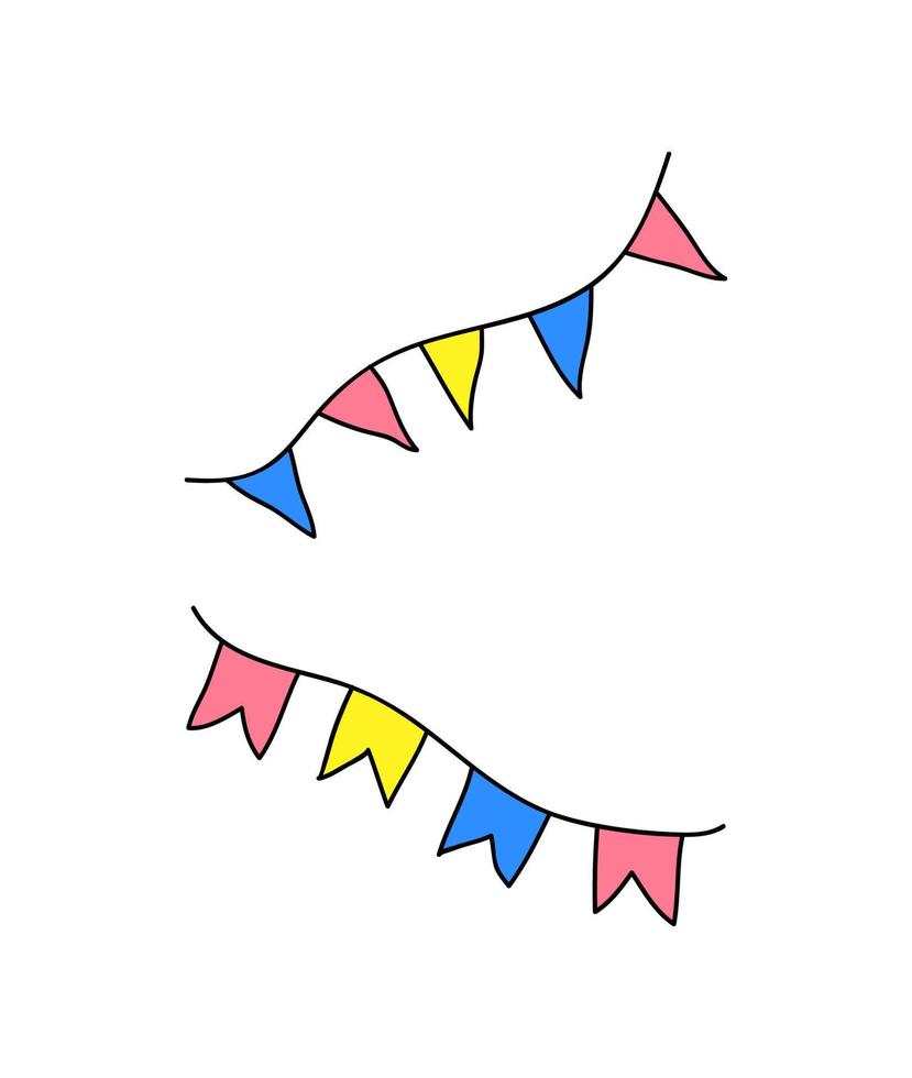 Hand drawn bunting flags. vector
