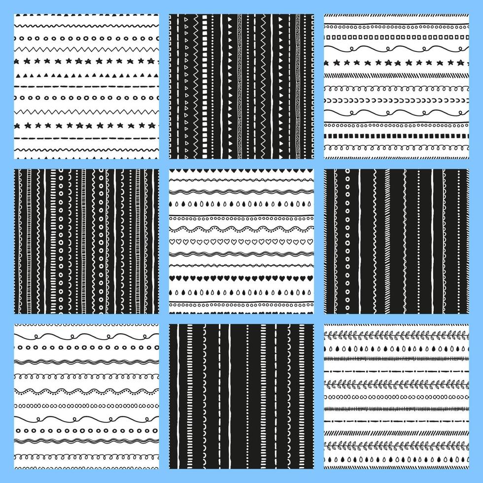 Set of black and white patterns. vector
