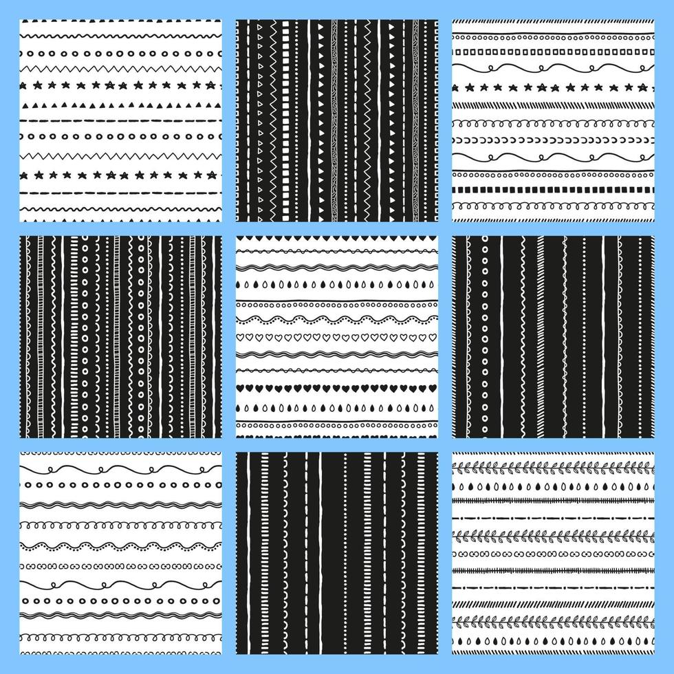 Set of black and white patterns. vector