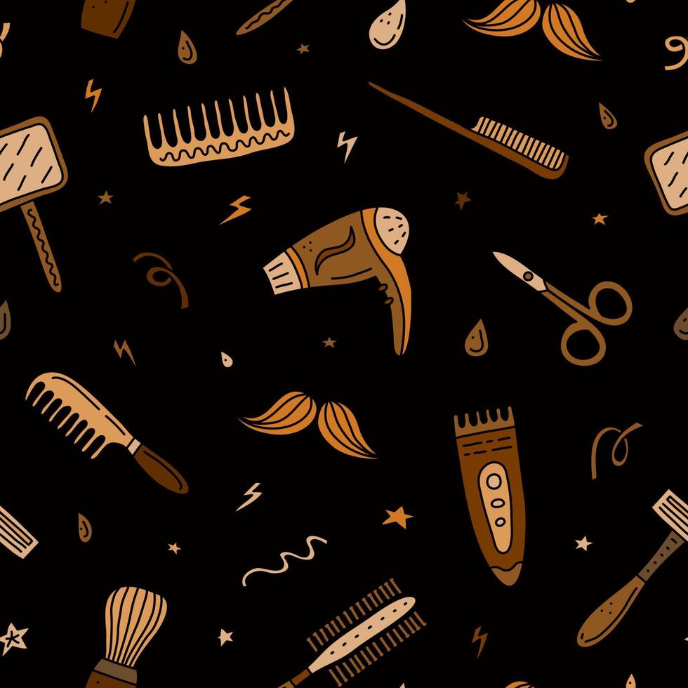 Seamless pattern with doodle barber shop icons. vector