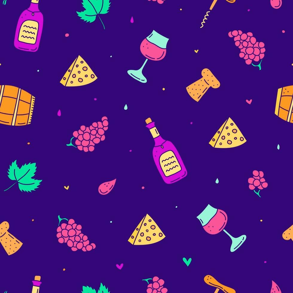 Seamless pattern with wine icons. vector