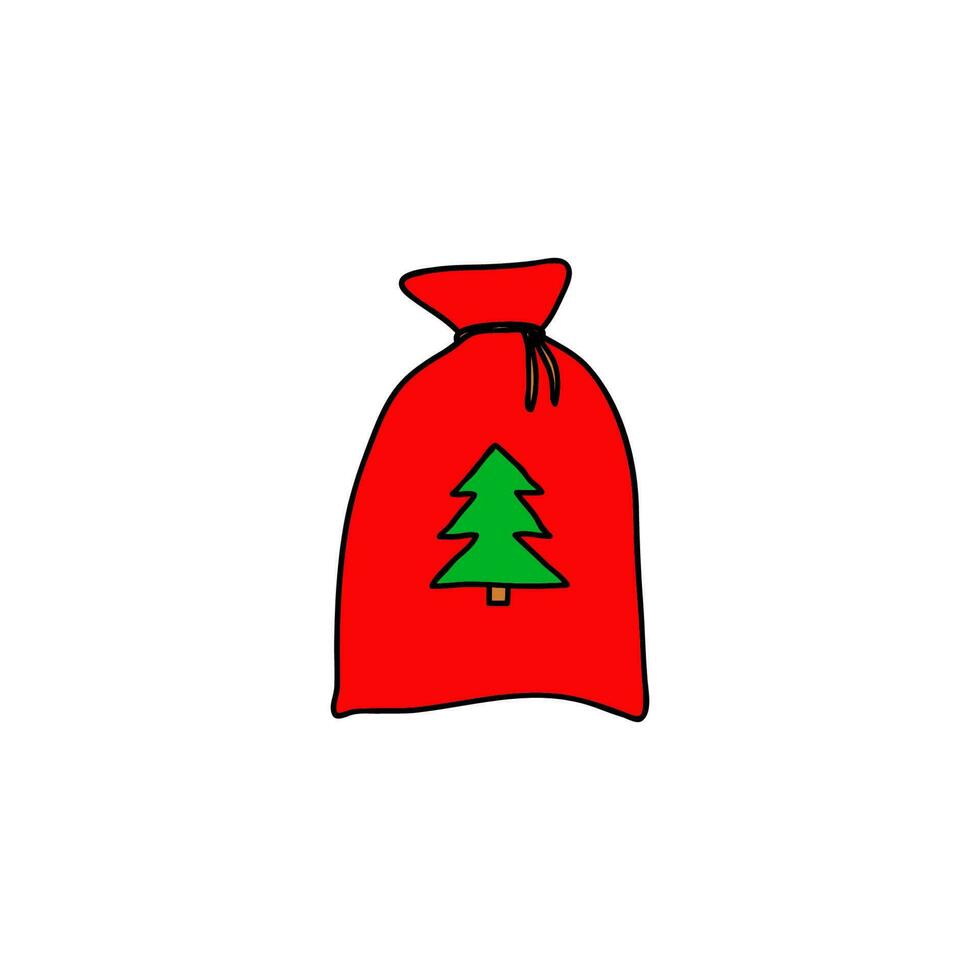 Doodle Christmas bag. vector