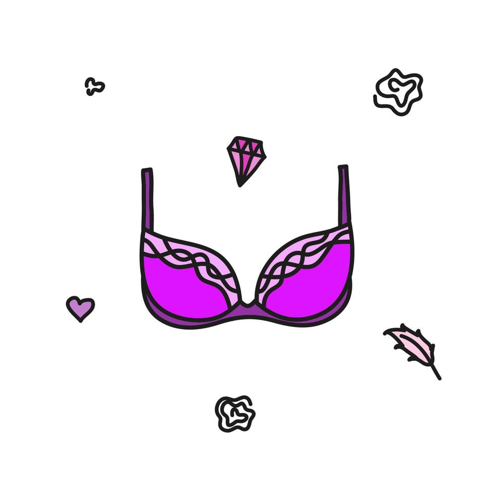 Doodle colored women s bra. vector