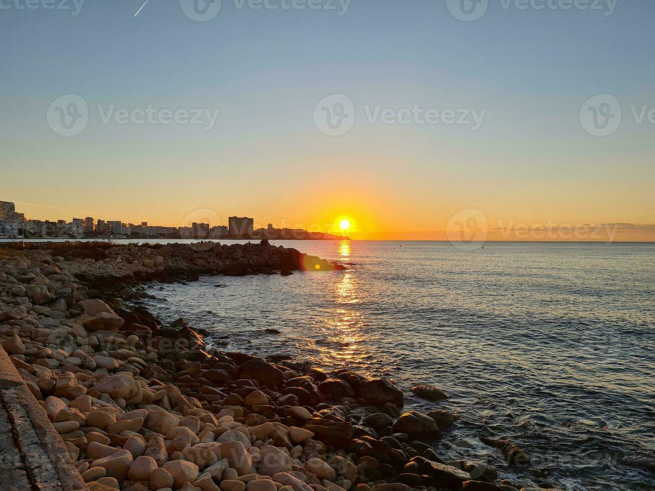 picturesque sunrise on the beach in the Spanish city of Alicante