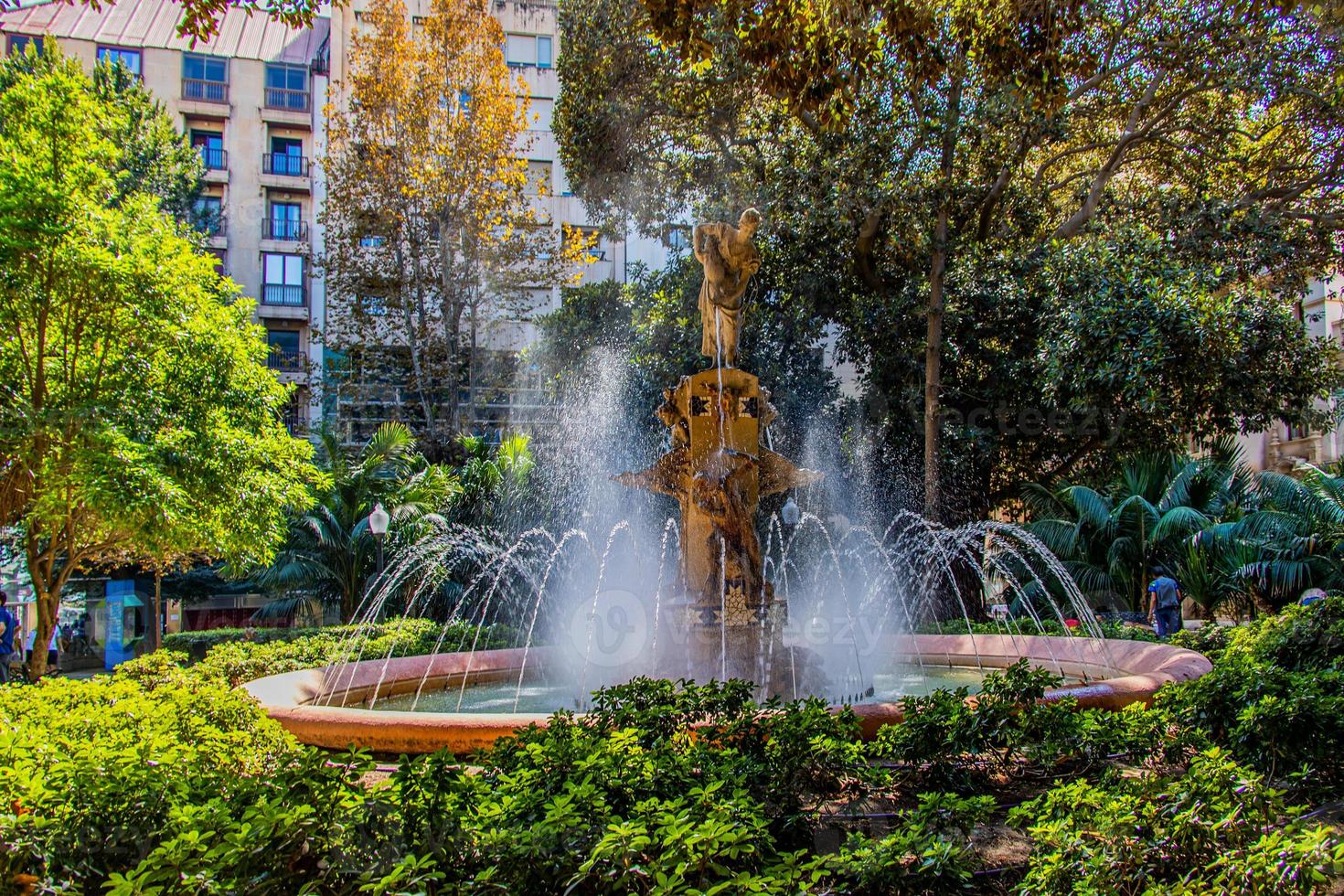 urban summer landscape of Alicante fuente la aguadora with photo and trees in spain