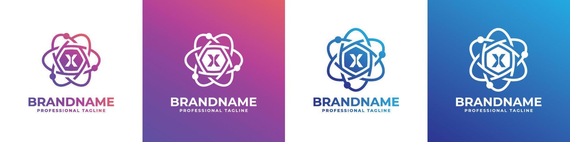 Letter X Hexagon Cyber Technology Logo, Suitable for any business with X initial. vector